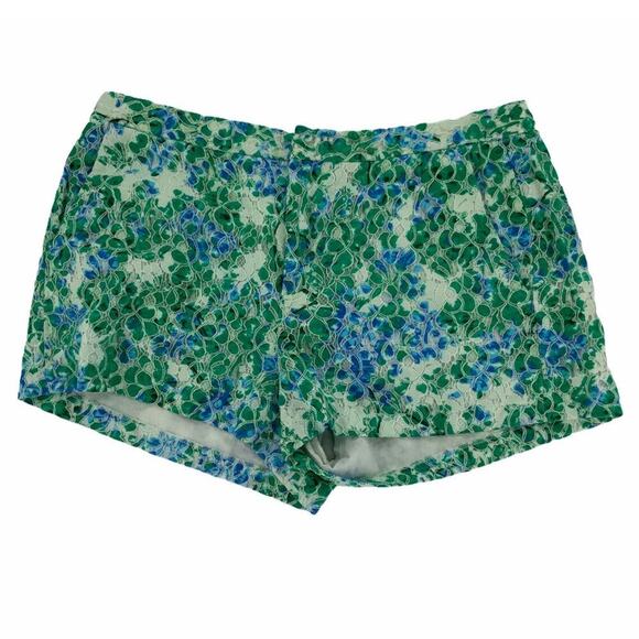 Madewell Women's Blue Green Lace Bloom Overlay Floral Summer Shorts Size 8 - Picture 5 of 9